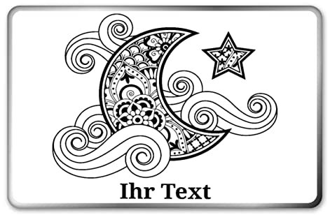 gravur-farbik.de – personalisierbare eckige Dose mit Name oder Wunschtext – Zentangle Mond Motive – bedruckte Geschenkdose – ideale Keksdose, Metalldose, Plätzchendose