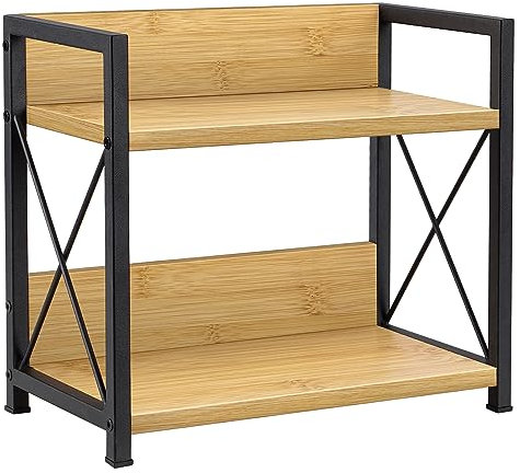 Giikin Arbeitsplatten-Regal-Organizer, 2-stöckig, Küchen-Gewürzregal, Organizer für Arbeitsplatte, Holz, Kaffee-Theke, Regal für Zuhause, Bambus, Größe S