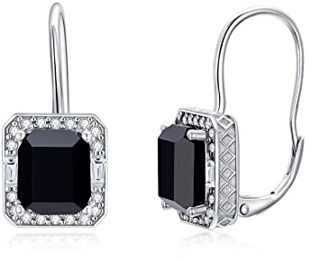 Ohrringe Onyx Schwarz 925 Sterling Silber Klassische Brisur Ohrringe 9 * 8 mm Stein Achat Ohrringe für Frauen