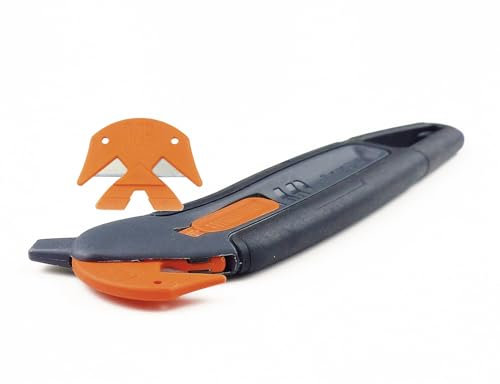 MIOS : Cutter couteau crochet « bec de canard » de sécurité professionnel Mure & Peyrot. Manutention, ouvrir cartons, liens et emballages, film étirable. Pas de contact avec la lame. Droitier Gaucher