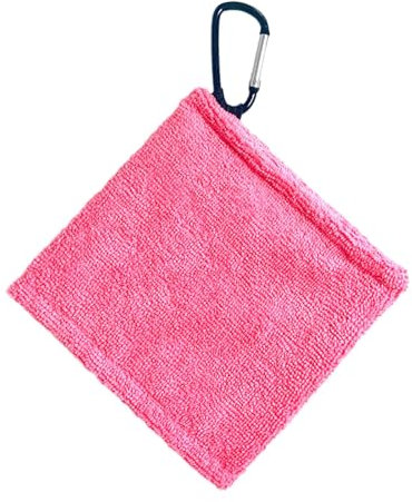 Golfball Handtuch mit Clip, Golfball Reiniger, 14 X 14 cm, Kleines Golfball Reinigungstuch, Golf Zubehör, Rosa