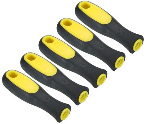 PATIKIL 4.3 Inch Rubber File Handle, 5 Pack File Cutting Tool File Handle Replacement Accessories for 0.22 Diameter File, Black Yellow