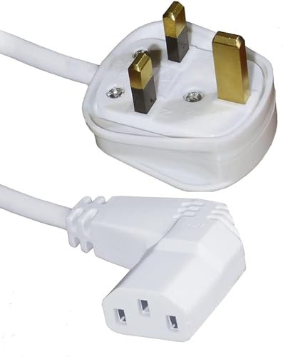 ShaniTech 1M 90D Right Angled Kettle Power Lead, IEC C13 Mains Power Cabel PC, Monitor, Printer, Kettle, TV, Power Cord