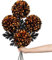 6'' Large Artificial Chrysanthemum Flowers with 24.7'' Long Stem, 4 pcs Black Orange Fake Silk Flowers Glittery Faux Ball Flowers for Home Decor, Bridal, Wedding, Party, Halloween, Floral Arrangement