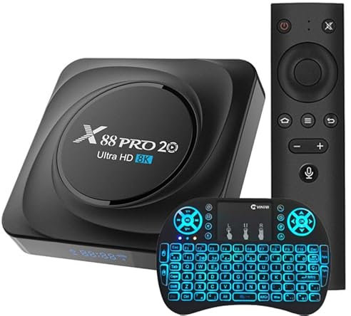 Android 11.0 TV Box, X88 Pro 20 8GB ROM +128GB ROM RK3566 CPU 2.4Ghz/5Ghz WiFi De Doble Banda Resolución 8K/4K Ultra HD BT 4.0 Set Top Box con Mini Teclado Inalámbrico,4gb+32gb