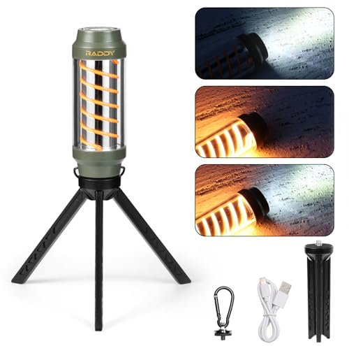Raddy CL-1 Portable Rechargeable Flashlight with 7 Light Modes, IPX6 Waterproof, Carabiner and Stand, for Hiking, Fishing, Emergency, Power Outage