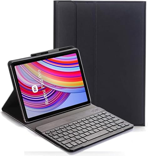 YHFZR Clavier étui pour Xiaomi Redmi Pad Pro 12,1 Pouce, AZERTY Slim PU Housse Détachable Wireless Clavier Keyboard sans Fil Coque pour Xiaomi Redmi Pad Pro 12,1 Pouce, Noir