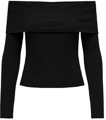 JDY Damen Jdyliva Life L/S Off Shoulder Pull KNT Strickpullover, Black, XL