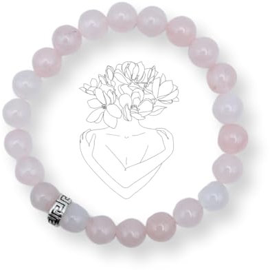 VibraSens Naturopathie Bracelet Quartz Rose - perles naturelle pour l'amour de soi, le calme et la sérénité, vraies pierres naturelles - origine France