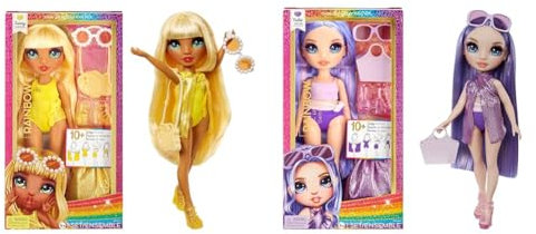 Rainbow High Swim & Style - Sunny (Gelb) & Swim & Style - Violet (Lila) - 28 cm Große Puppe