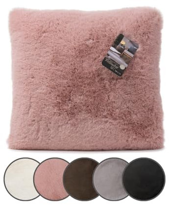 liebling Fellimitat Kissen, Sofakissen, 100% Polyester, 60 x 60 cm, Farbe: Altrosa