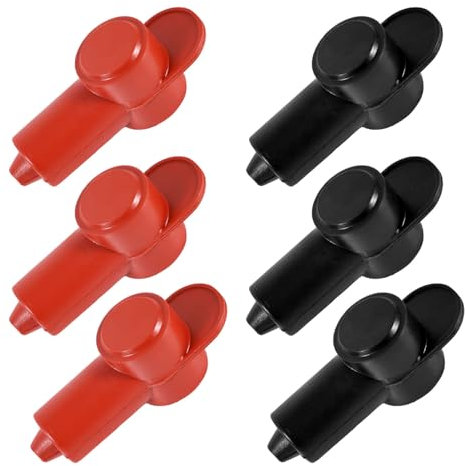 6pcs Car Battery Terminal Covers, Silicone Cable Terminal Bolt Covers Protector Boot Alternator Battery Stud Power Terminal Connector with Cap Blocks Fits 10-2AWG Wire (3 Red & 3 Black)