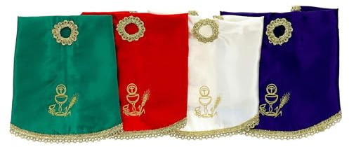 Holyart Voile de ciboire Broderie Calice épi Croix, Rouge