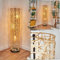 HOFSTEIN Stehleuchte Nordby, Stehlampe aus Metall/Bambus in Schwarz/Gold/Natur, Leuchte im Skandinavischen/Boho-Design mit Fußschhalter u. Lichteffekt, E27, Wohnzimmer, Schlafzimmer, Esszimmer, Büro