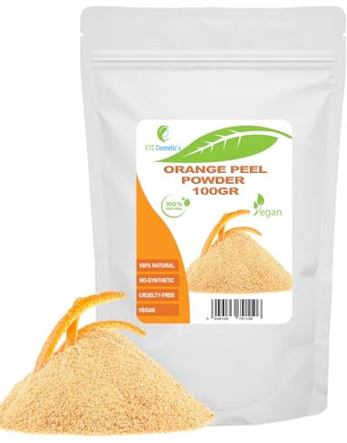 Polvo de cáscara de naranja - 100 gr - Mascarillas faciales, mascarillas capilares, peelings suaves, limpieza, exfoliación, puro y natural