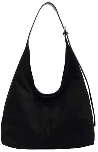 Ibalulu Handtasche Damen Kunstwildleder-Tasche Crossbody Bag Damen Umhängetasche Groß Vintage Tote Bag Hobo Schultertasche Beuteltasche Verstellbarer Gurt, mit Kleiner Clutch(Schwarz)