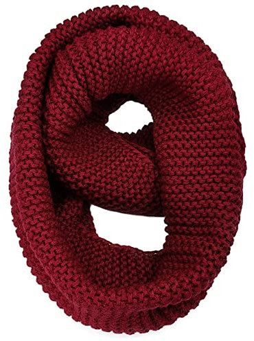 AUSUAYA Warmer Schal für den Winter, Thick & Chunky Knit Wolle Infinity Scarfs Halswärmer für Frauen oder Männer DE-W-J1 (Burgunderrot)