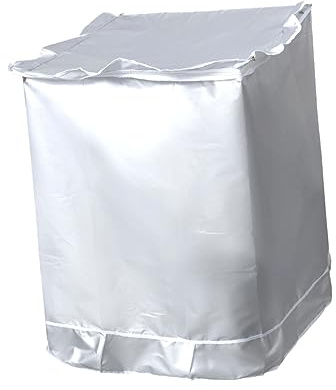 Silver Polyester Washing Machine Cover Large 59x57x84cm | Waterproof Dustproof Sunscreen, Adjustable Ropes Zippered Opening, Easy to Clean Machine Cooling