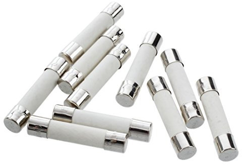 Xuodawer 10 Pieces AC 250V 15A 6x30mm Coup Cylindrique Fusibles De Tube En Ceramique Blanc+Argent