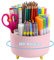 Marbrasse Schreibtisch Organizer,360 Grad Drehbarer Stifthalter für Schreibtisch Zubehör mit 5 Fächern,Stifte Organizer,Stift Aufbewahrungsbox für Büro Zuhause (Rosa)