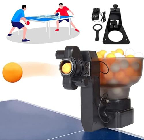Ping-Pong-Roboter,Tischtennis-Roboter-36 Umdrehungen,Ping-Pong-Maschine,Geeignet Tischtennisplatten,Ping-Pong-Tische,Kompatibel Mit Ping-Pong-Netz-Bietet Platz 110 TischtennisbäLle,Black