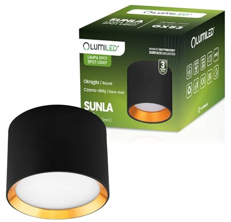 Lumiled Aufbaustrahler Anbauleuchte Tuba Aufbauspot Aufbaustrahler Aufbauleuchte Aufputz Spotleuchte 230V Deckenleuchte mit Gx53 Fassung Aufbau-lampe aus Aluminium Downlight Rund Spot Gold-Schwarz