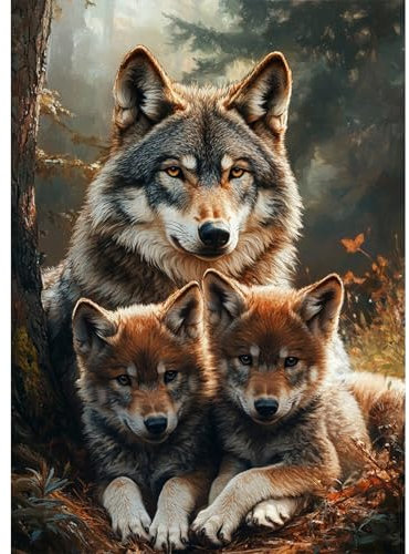 DOMROM Wolf Diamond Painting, Tier Diamond Painting Erwachsene Kinder Diamond Painting Set, Diamant Malerei Kit Diamond Art Erwachsene für Home Wand Dekor 30x40cm