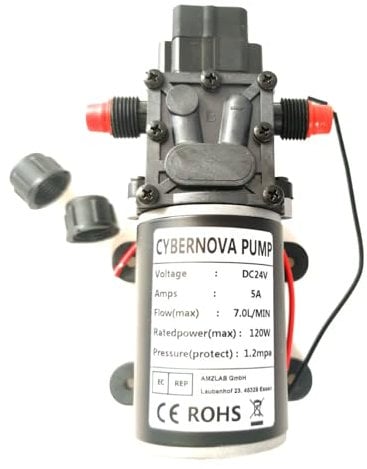 CYBERNOVA DC 24V 6-7L /MIN Bomba de diafragma inteligente (con interruptor de presión) Bomba de agua silenciosa autocebante para Caravana/Barco/Jardín/Gamper Limpieza/Pulverización
