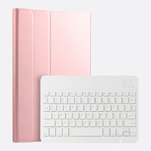 Funda con Teclado, Oro Rosa, Funda con Teclado para Samsung Galaxy Tab A8 10.5 2022 (SM-X200/X205/X207), Cubierta Delgada con Teclado Bluetooth inalámbrico Desmontable magnéticame