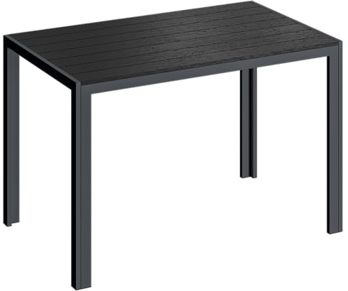 STEELSØN Alaris Gartentisch 115x71 cm – Esstisch Garten für 6 Personen – Balkontisch mit Metallgestell, Anthrazit – Outdoor Tisch für Balkon – Terrassentisch Kunstholz Tischplatte UV- & wetterfest