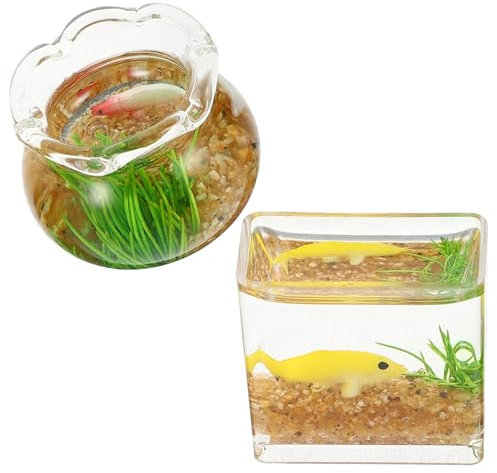 Toyvian 2stücke Miniatur Fisch Tank Künstliches Aquarium Für Puppenhaus Realistische Mini Haus Dekoration Für Kreative Projekte Farbe Zufällig