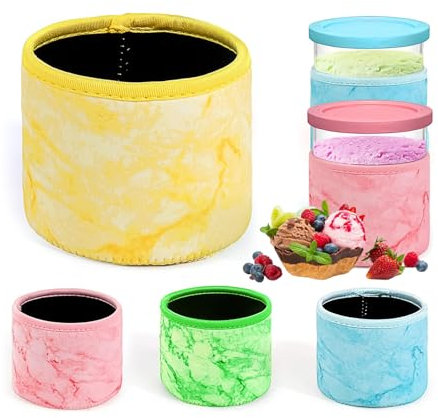 4 Stück Eiscreme Neoprenhülle für Ninja Creami NC500 NC501, Zubehör für Ninja Creami Deluxe Behälter, Wiederverwendbar Neoprenhülle, 24oz