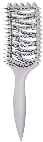 Peigne de massage sans statique pour démêler les cheveux et le cuir chevelu, anti-frisottis, lissage doux avec prise en main confortable (beige gris)