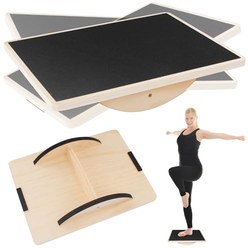 Balance Board aus Holz, Yoga Balance Board für Training Koordination Stehpult-Zubehör Erwachsene Anti-Rutsch Fitness Pedal Tragkraft 150kg