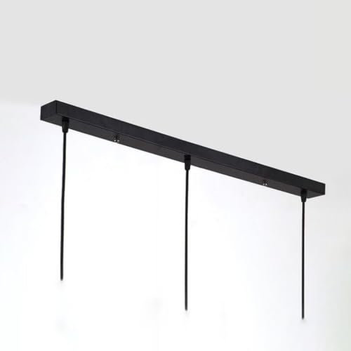 DESHOME Baldachin Lampe Schwarze 3-Loch Rund Deckenbaldachin Lang 60cm Kabelabdeckung Deckenrosette Metall Lampenabdeckung Decke Lampenschirm Deckendose, für Hängeleuchte Deckenleuchte