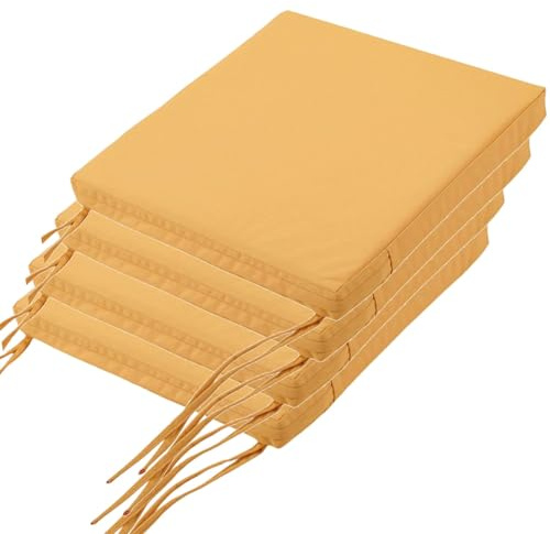 JORTUIO 1/2/4 Stück Sitzkissen/Stuhlkissen Outdoor Sitzpolster 35x35/40×40/45×45/50×50cm, Wasserdicht für Gartenmöbel Terrassenstuhlkissen Esszimmerstuhl Stuhlauflage(Gelb,40x40x5cm4pcs)