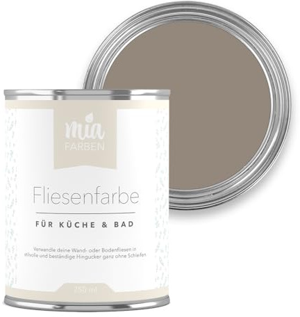 miafarben Fliesenfarbe ohne Schleifen matt 750ml (Warmes Sepiaholz) | Fliesenlack für Wand und Boden in Bad und Küche, hochdeckend, wischfest, strapazierfähig, wasserbasiert
