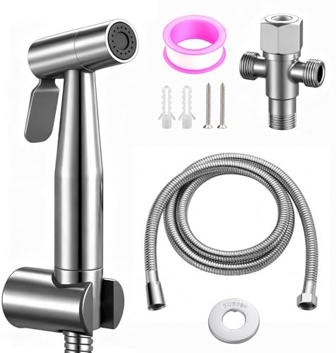Homshsjhkis Bidet Handbrause, Popodusche aus Edelstahl für Toilette, Hand Gehalten Bidet Sprayer Sprayer, Baby-Stoffwindelsprüh mit Wasserhahnspender, Schlauch Hakentoilette oder Wandhalterung