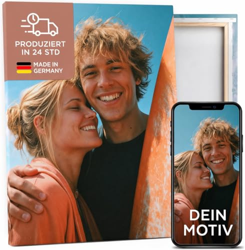 PRINTHOUSE Foto auf Leinwand personalisiert, Made in Germany, 40x60 cm | Handgefertigt in 24h, UV-Pigmenttinte, strukturierte Künstlerleinwand, extra dicker 2,5 cm Keilrahmen, aufhängefertig