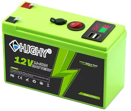 HJGHY Batería de Litio de 12V 6Ah, 8Ah, 10Ah, 12Ah, 15Ah, batería Recargable de 12V con Cargador de CC, baterías de 12 voltios para Exteriores, aptas para Motores de 0-180W.,12v8ah