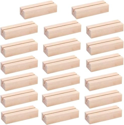 Voarge 20 Pezzi Supporto per Carte da Tavolo in Legno, Supporto per Numero di Tavolo, Supporto per Segnaposto, Targa con Nome, Supporto per Foto, Decorazione per Matrimonio