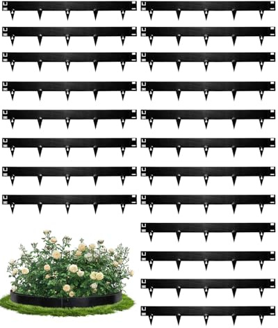 Bellanny 20er Rasenkante Cortenstahl 107,5 x 20 cm Beeteinfassung Metall, Flexible Beetumrandung Beetbegrenzung | Wetterfest Landschaftskanten Streifen, Lawn Edging für Garten Wege Obstgärten, Schwarz