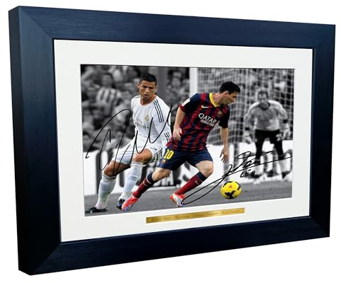 12 x 8 A4 signiert lional Messi Barcelona Cristiano Ronaldo Real Madrid Autogrammkarte Foto Bild