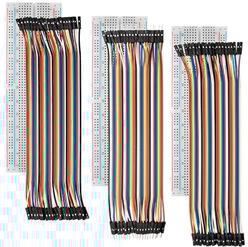 AZDelivery MB-102 Breadboard Kit - (Set of 3) 830 Tie-Point Solderless Breadboard Prototype PCB Board + (Set of 3) Jumper Wires M2M/F2M/F2F(40 PCS each) compatible with Arduino including E-Book!
