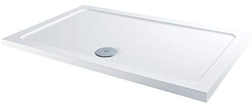 Milano Lithic White Low Profile Rectangular Shower Tray - 900mm x 760mm