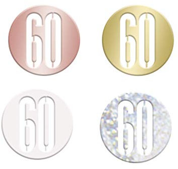 Unique 84951 Birthday Confetti Cutouts-5 oz. | Glittery Rosegold| 1 pack, Rose Gold, Age 60