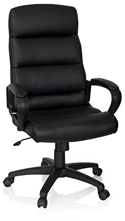 hjh OFFICE 738113 Chefsessel Futura 100 Kunstleder Schwarz Drehstuhl Bürosessel mit Rollen & Wippfunktion, höhenverstellbar