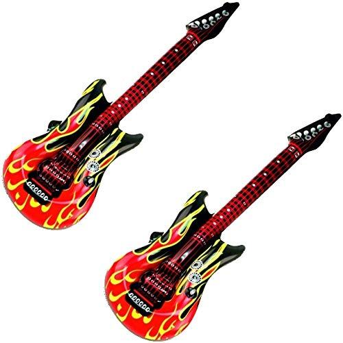 marion10020 Aufblasbare Luftgitarren Luftgitarre Air Luft Guitar, im Feuer-Design, 100 cm, 2er-Set