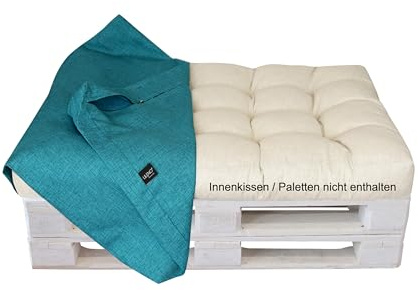 LILENO HOME Palettenkissen Bezug Aqua - Ersatzbezug für Sitzteil 120 x 80 x | 16-20 cm - Polster Bezug für Europaletten - Palettenkissen Outdoor Hülle für Palettenmöbel