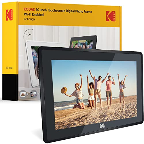 Kodak Digitaler Bilderrahmen, 25,4 cm (10 Zoll), Wi-Fi-fähig, mit 16 GB internem Speicher, HD-Fotoanzeige und Musik-/Video-Unterstützung sowie Uhr, Kalender, Wetter- und Standortaktualisierungen –